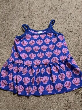 Hanna Andersson Girls Shell-Print Ruffle Tank Top